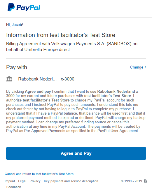 paypal billing agreement