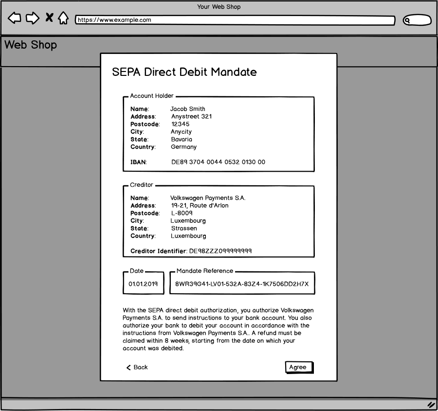 SEPA Acceptance Mockup